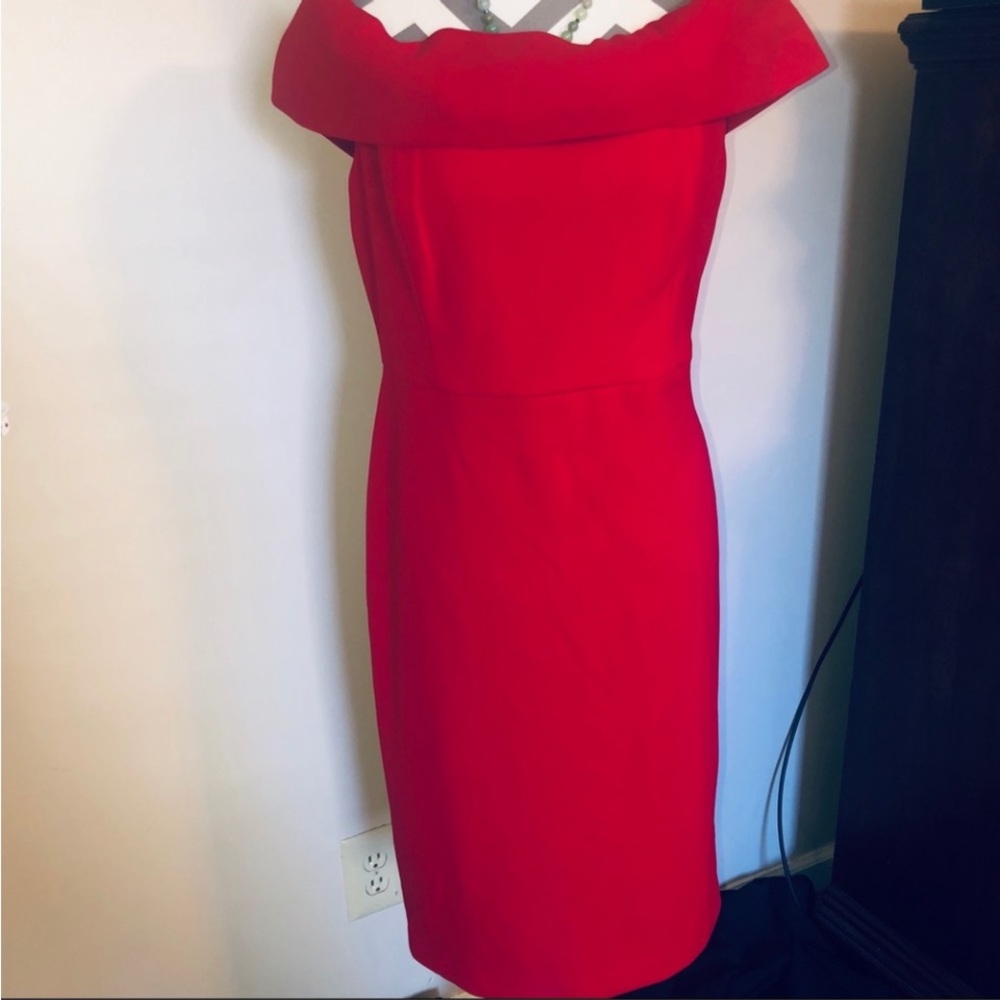 Calvin Klein Red off the shoulder semi formal